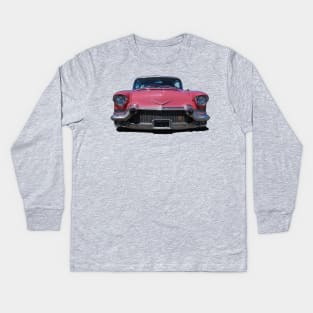 Pink '57 Cadillac front end Kids Long Sleeve T-Shirt